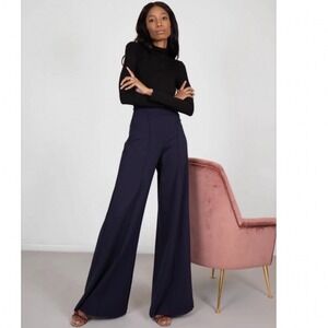 Ripley Rader Los Angeles Navy Ponte Knit Wide Leg Pants High Rise Size 2 S